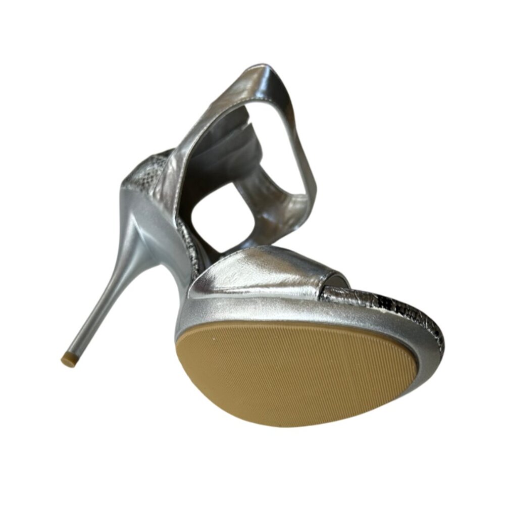 BCBG Max Rave Envy Women Stiletto Sandal Cocktail Heels Silver Shoes 8 M NIB - Picture 2 of 6